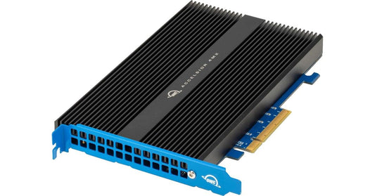 OWC Accelsior 4M2 PCIe 3.0 M.2 NVMe SSD adapter - High-speed data transfer, supports multiple M.2 drives, low-profile design.
