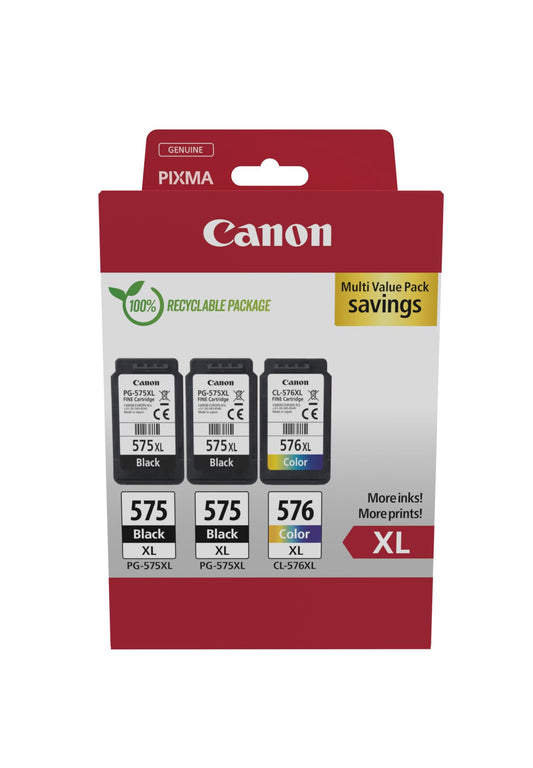 Canon oriģināltinte PG-575XL x 2 / CL-576XL - 2x melna XL un 1x krāsa XL tintes kasetnes komplekts