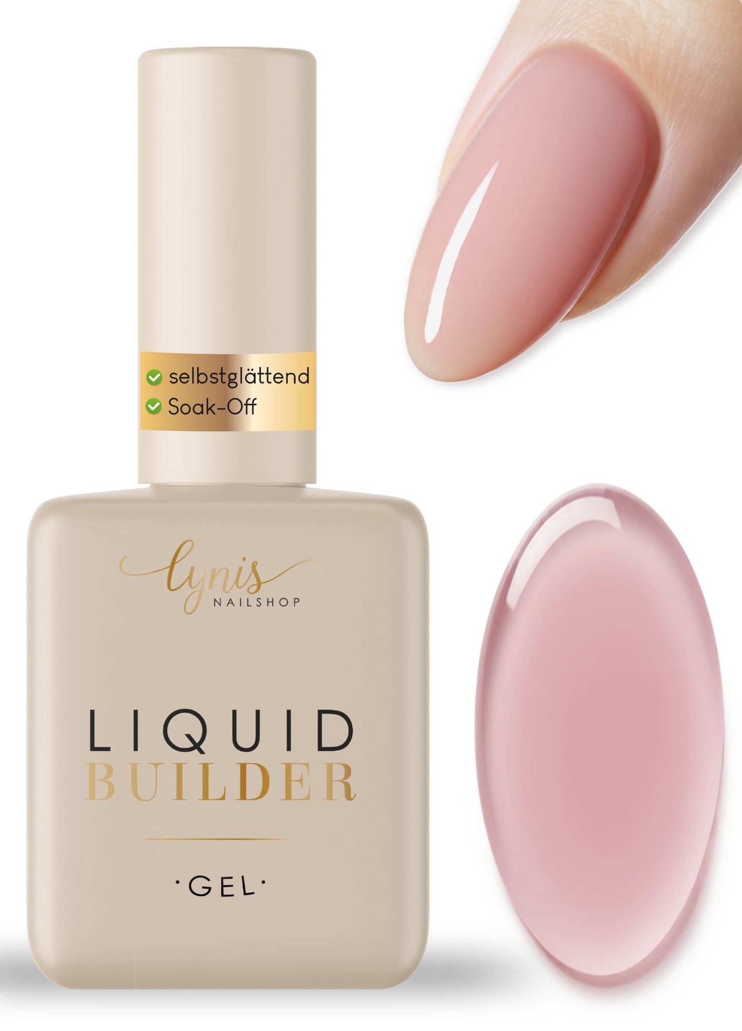 Šķidrais builder gelis nagiem Builder in a Bottle SOFT NATURE ROSE 10ml, pašizlīdzinošs nagu stiprināšanai