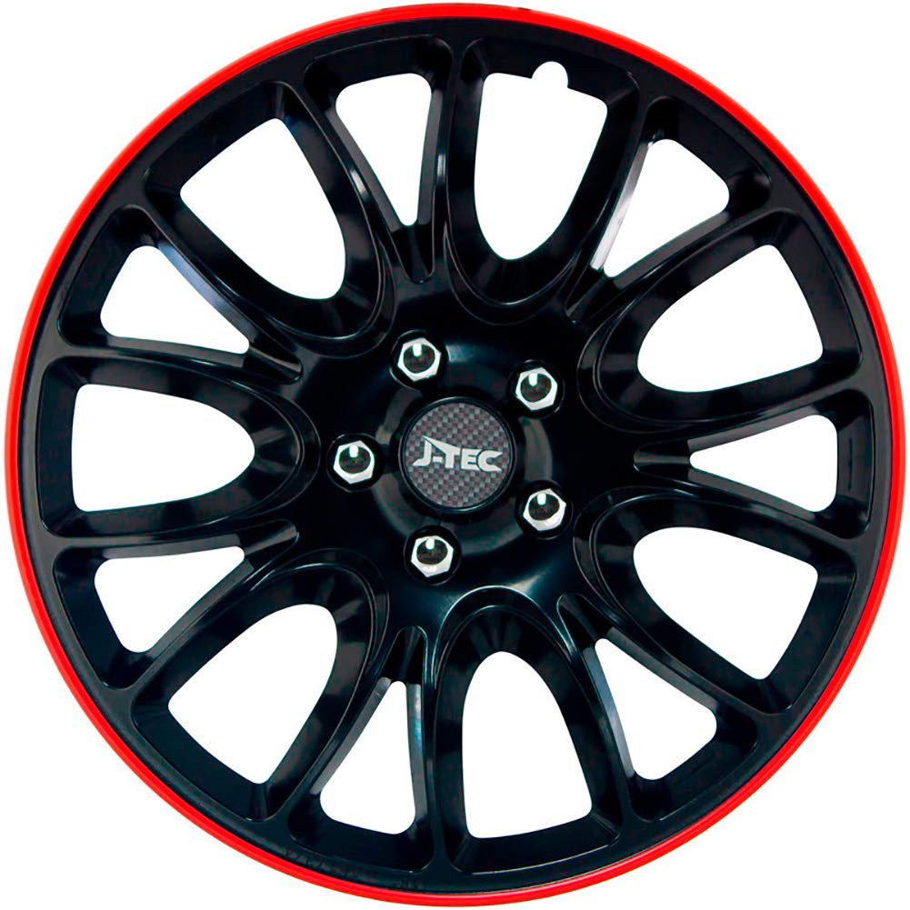Riteņuzlikas J-Tec Hero GTR 15 collu 4 gab. komplekts, melnas/sarkanas, bez apmales