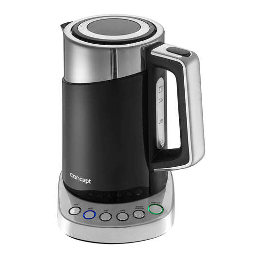 CONCEPT RK3171 ūdens vārītājs - temperatūras iestatījums, COOL TOUCH, 1,7 L, nerūsējošais tērauds, 2200 W, pretkaļķu filtrs.