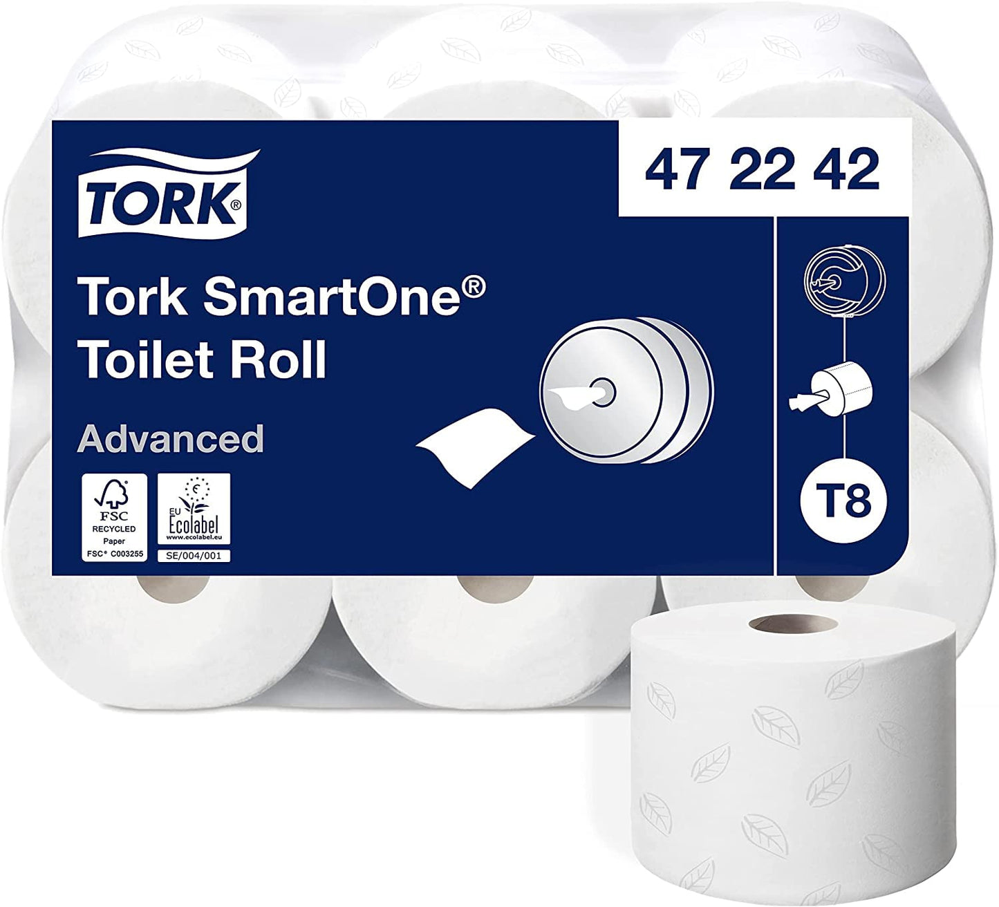 Tualetes papīrs Tork SmartOne T8, 2 kārtas, 6 × 1.150 loksnes, 472242