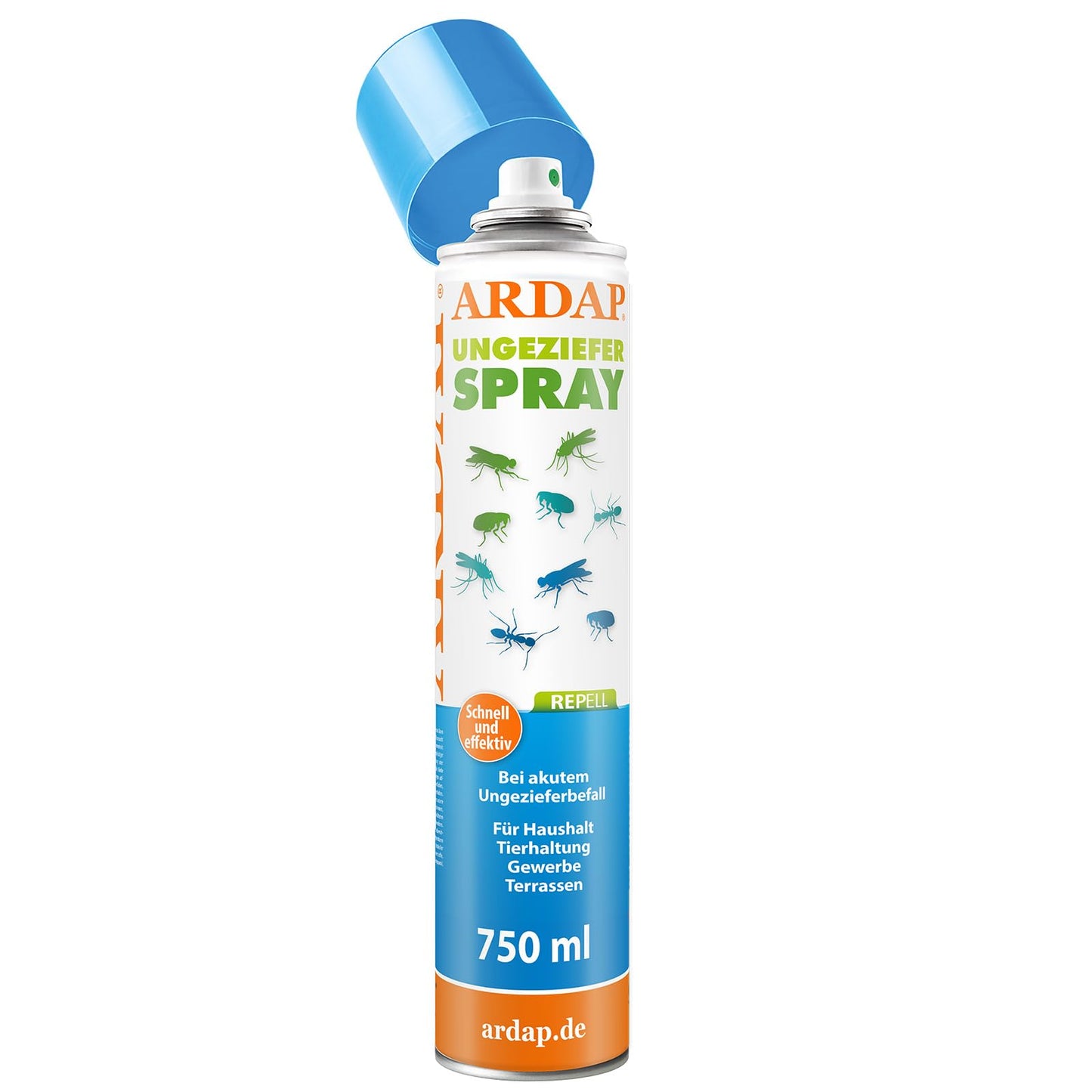 Kukaiņu atbaidīšanas aerosols ARDAP Repell 750ml, insektu aerosols pret akūtu kaitēkļu invāziju, ātra un efektīva iedarbība, PT19