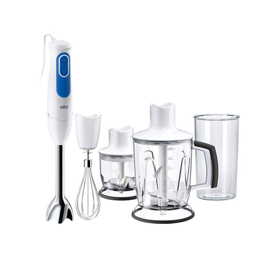 Braun mājsaimniecības minipimeris 3 MQ3045 Aperitive, nerūsējošais tērauds, 1.25 litri, balts/zils rokas mikseris