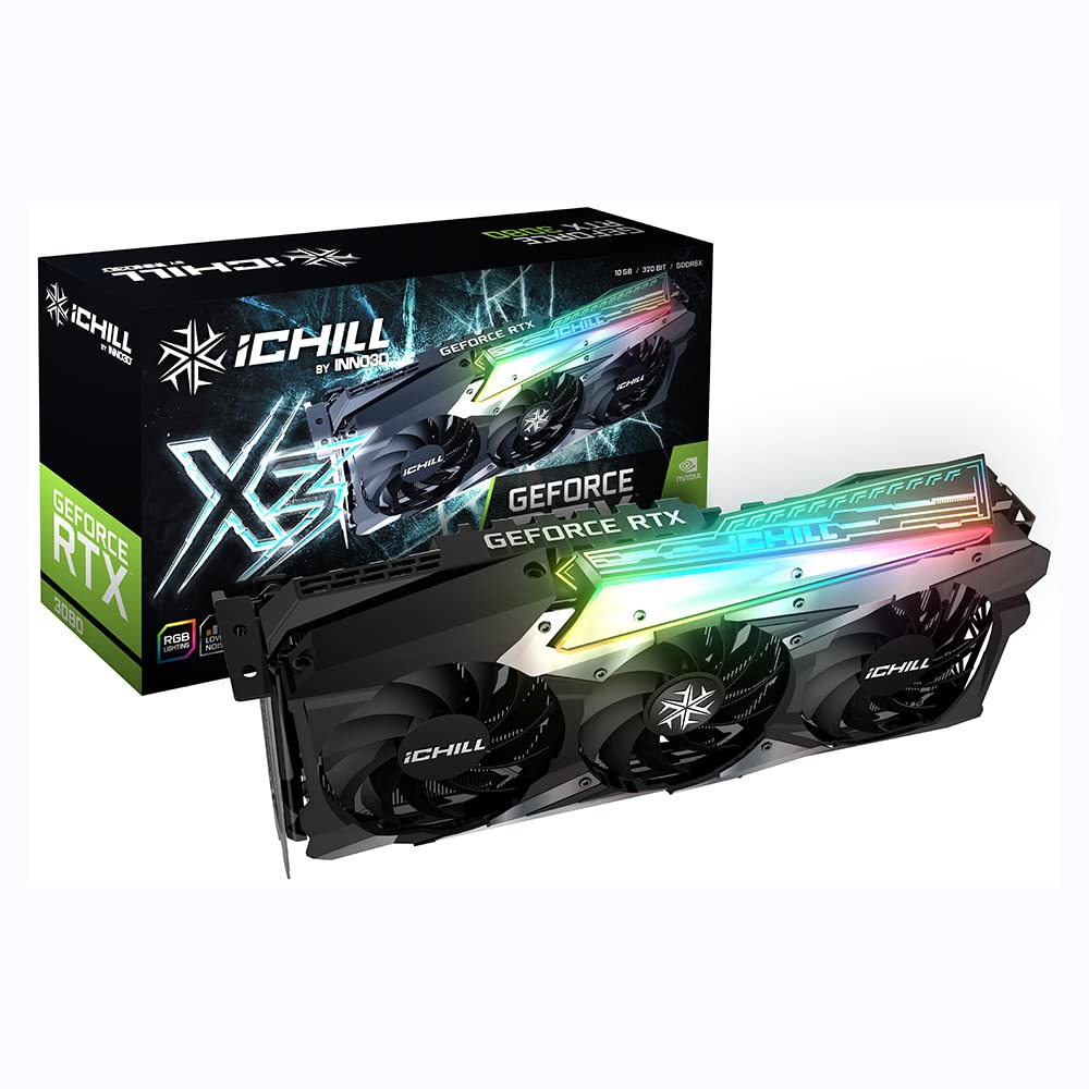 Inno3D RTX3080 iChill X3 LHR 10GB GDDR6X - Triple fan cooling, HDMI, 3 DisplayPorts, high-performance graphics card