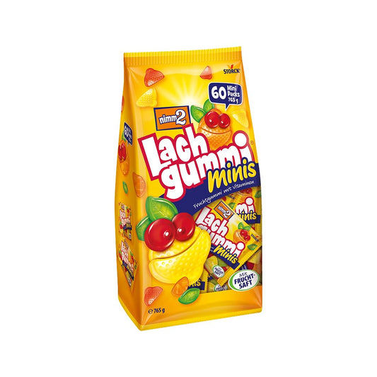 Augļu želejas konfektes nimm2 Lachgummi Minis, mazas augļu gumijas, 765 g (60 mini paciņas)