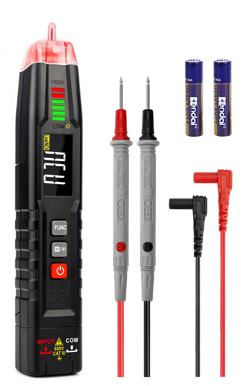 Digitālais multimetrs un sprieguma testeris KAIWEETS ST100, bezkontakta, divpolu, bateriju testeris, nepārtrauktības testeris, fāžu testeris, voltmetrs, ampermetrs, rotācijas lauka mērītājs auto un mājai