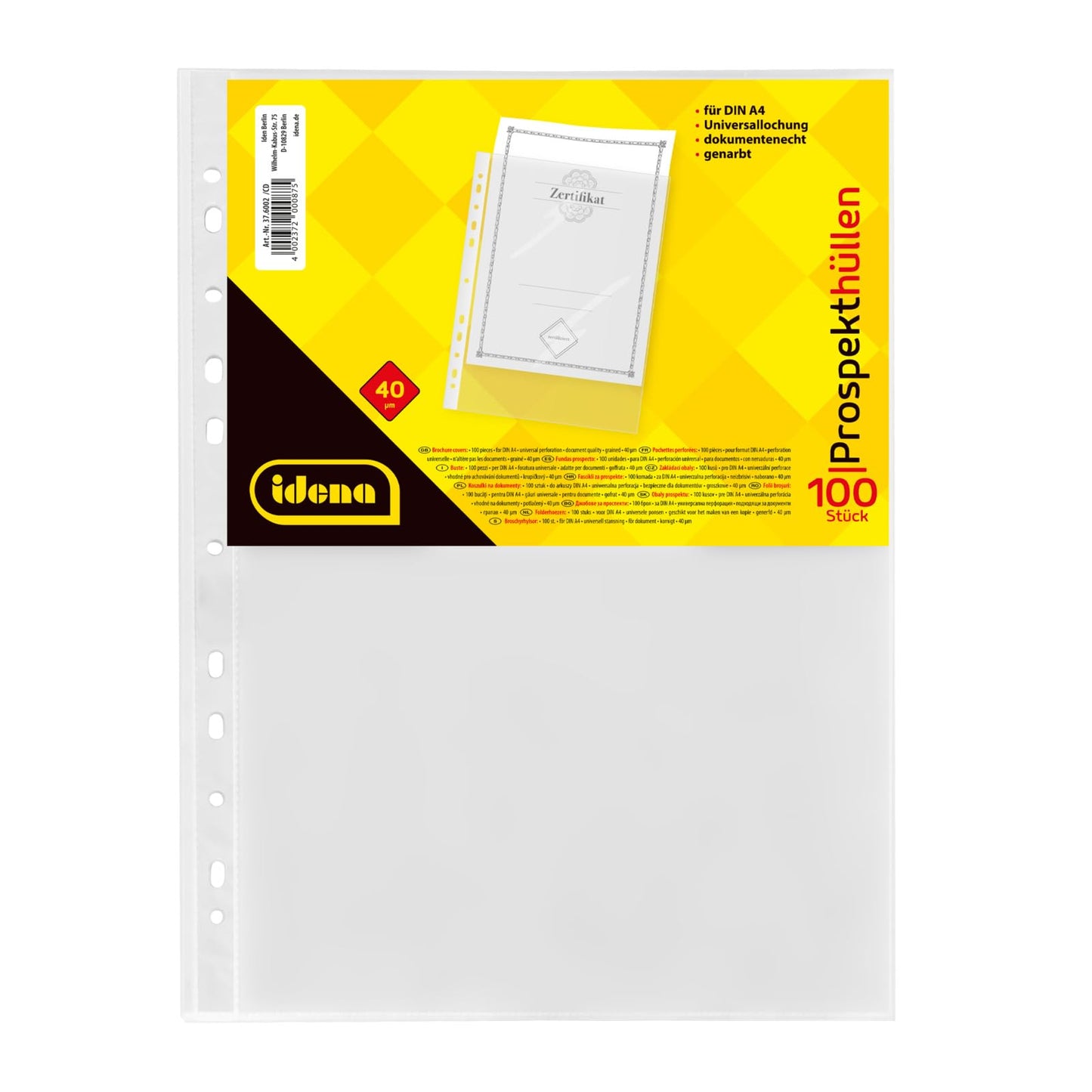 Dokumentu mapes Idena 376002, A4, 100 gab.