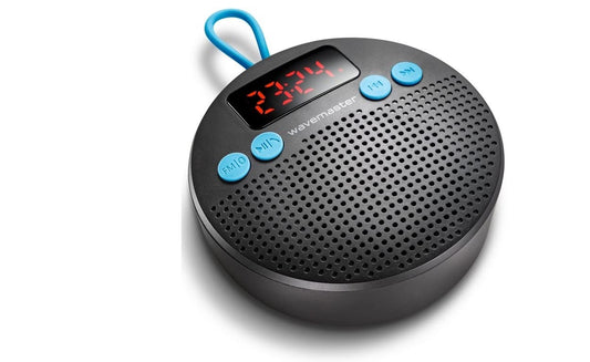 Wavemaster MOBI-3 - Pārnēsājamais Bluetooth skaļrunis ceļojumiem (360° skaņas lauks) ar radio, modinātāju un brīvroku funkciju mobilajām skaņas avotiem, IPX5 ūdensizturība - antracīts / zils