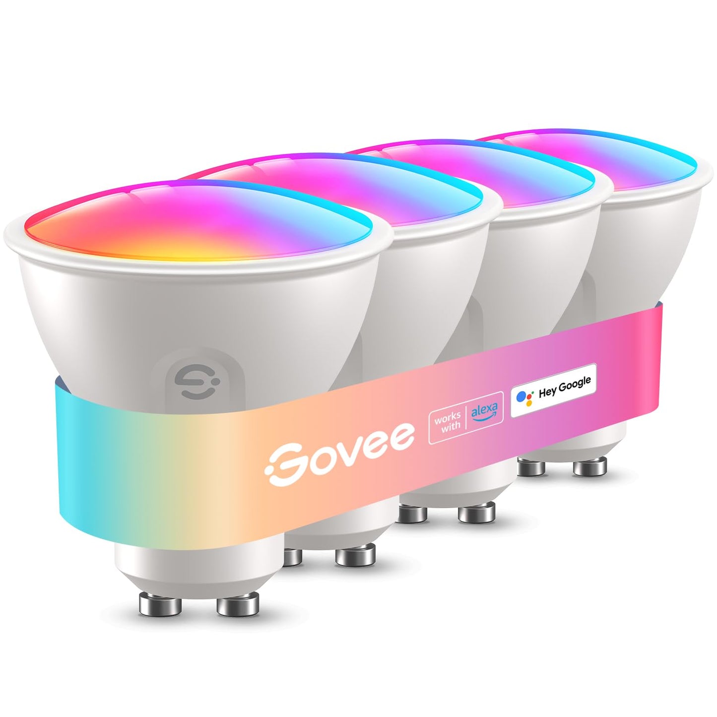 GU10 LED spuldzes Govee RGBWW, vieda spuldze ar Matter, Alexa un Google Home, 400LM, Wi‑Fi, dimmējama, krāsu maiņa, 56 ainas, mūzikas sinhronizācija, 4 gab.