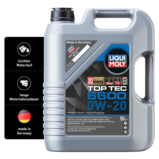 LIQUI MOLY Top Tec 6600 0W-20 | 5 L | sintētiskā tehnoloģija motoru eļļa | Art.-Nr.: 21441, bezkrāsains