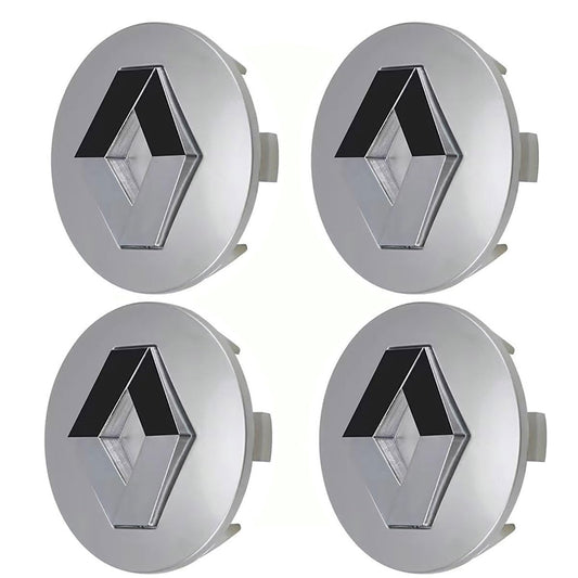 Auto rumbas vāciņi Renault, 4 gab., ABS OEM riteņa rumbas uzlikas, disku vāciņi, sudraba 57mm