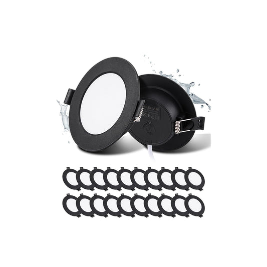LED spoti Grebeam 20 gab. melni 5W apaļi 3000K 450LM, izgriezums Ø75-90mm