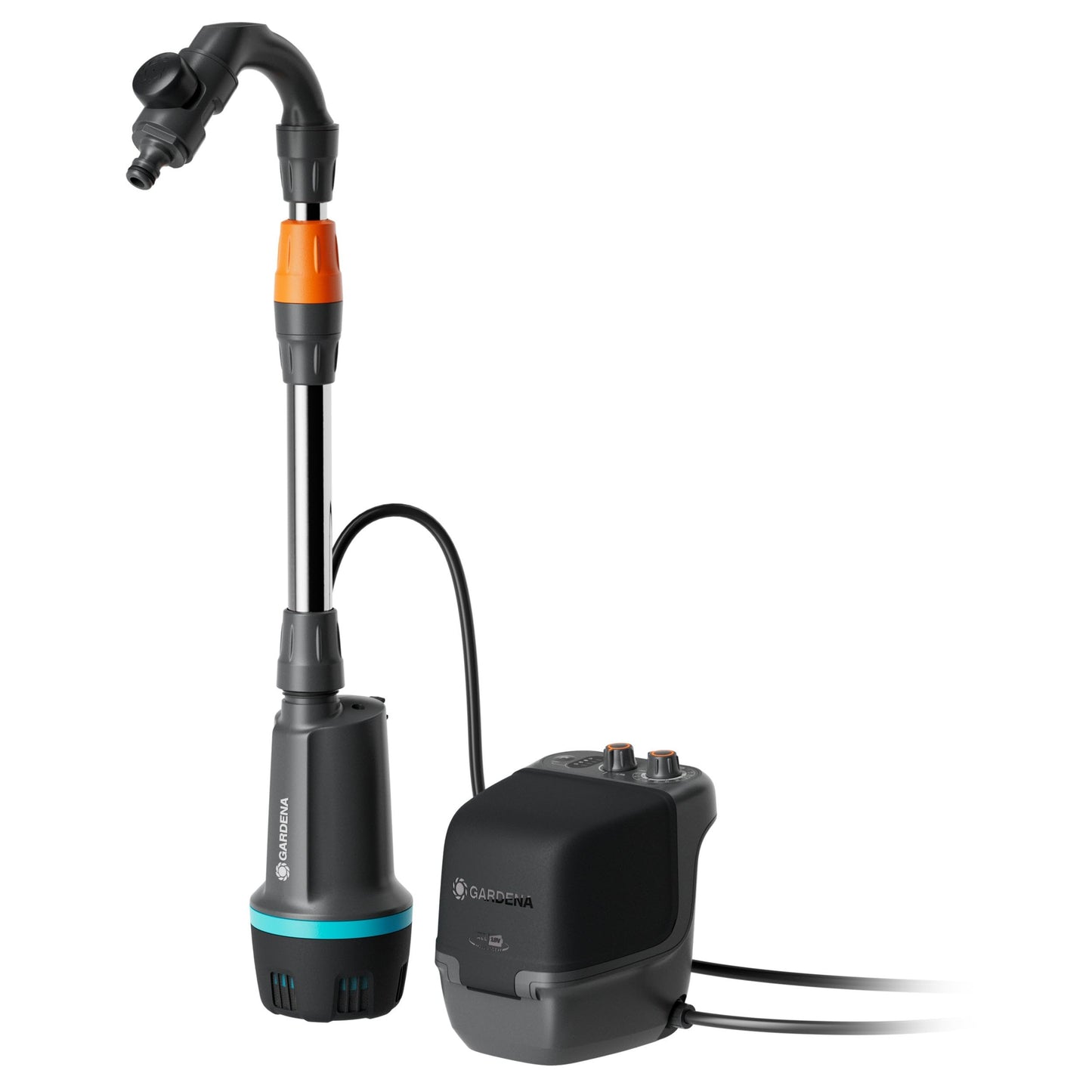 Akumulatora lietus mucas sūknis Gardena Akku-Regenfasspumpe 2600 Comfort 18V P4A solo, laistīšanas intervāli, jaudas regulēšana, pastāvīgs spiediens, bezvadu (14604-55)