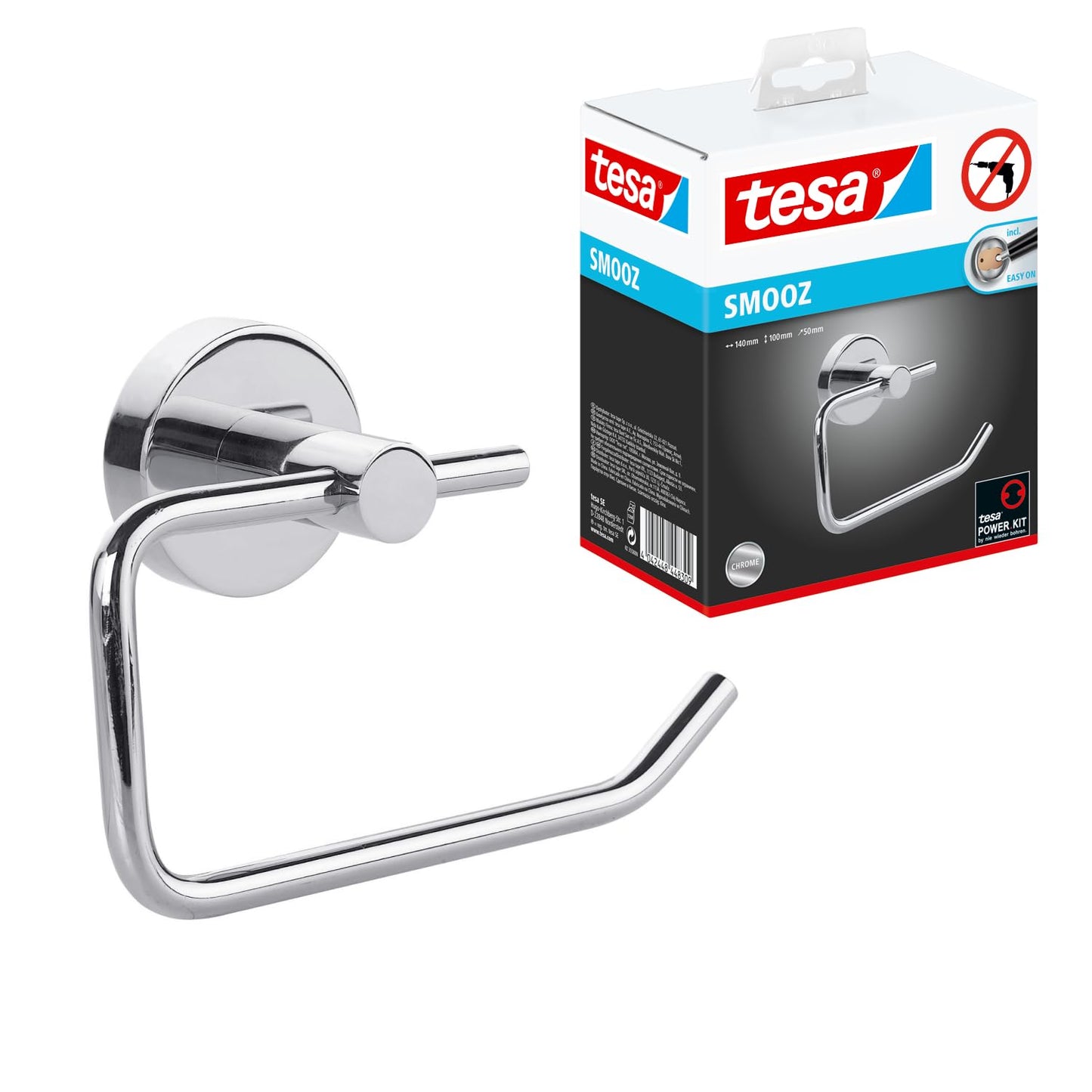 tesa SMOOZ tualetes papīra turētājs bez vāka - 140 mm x 100 mm x 50 mm