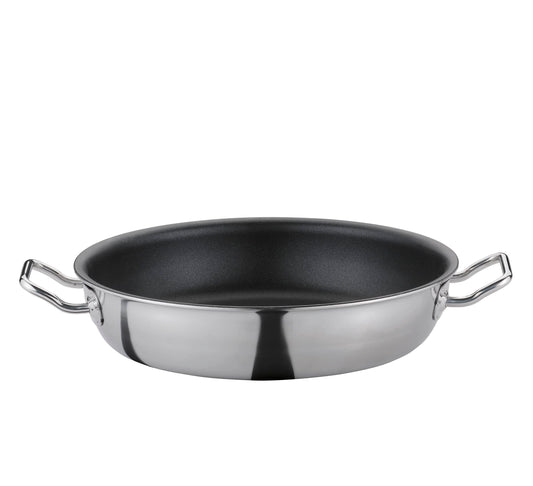 Spring Vulcano Classic servēšanas panna 24 cm - Nerūsējošais tērauds, nelīpošs pārklājums, 5 slāņu daudzslāņu materiāls.