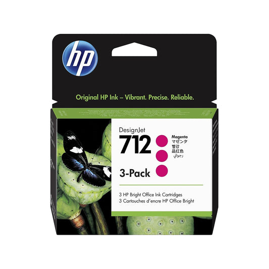 HP 712 Magenta Ink Cartridge - 29 ml, compatible with DesignJet T650, T630, T250, T230, Studio series printers.