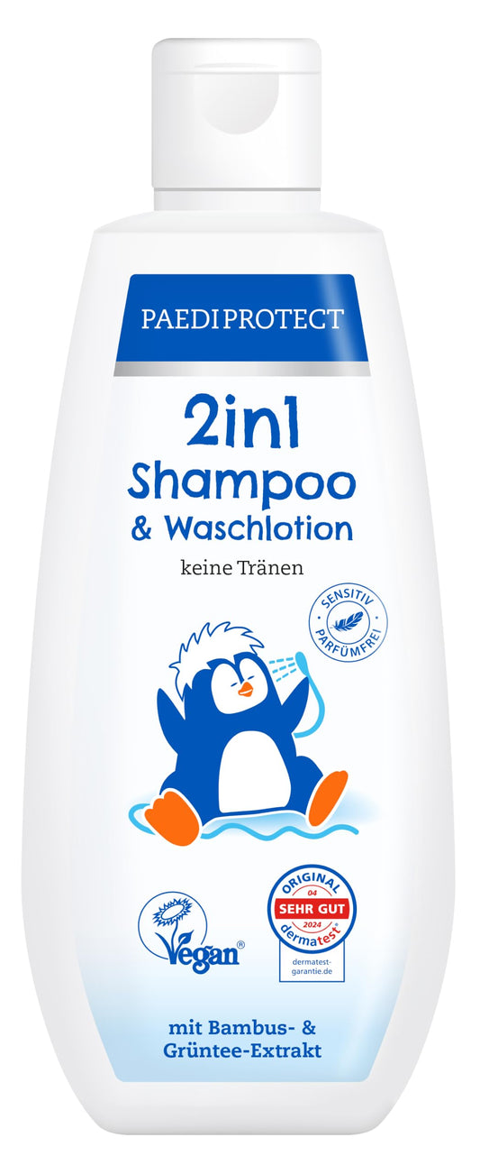 PAEDIPROTECT 2in1 šampūns un mazgāšanās losjons ādai un matiem, 200 ml