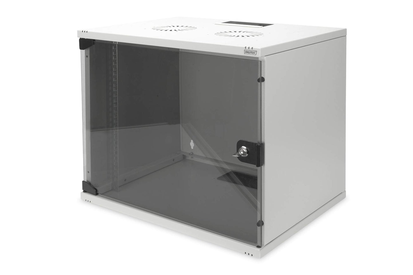 DIGITUS tīkla skapis 19 zoll 9 HE bez montāžas, sienas montāžai, 400 mm dziļš, 60 kg, stikla durvis, pelēks
