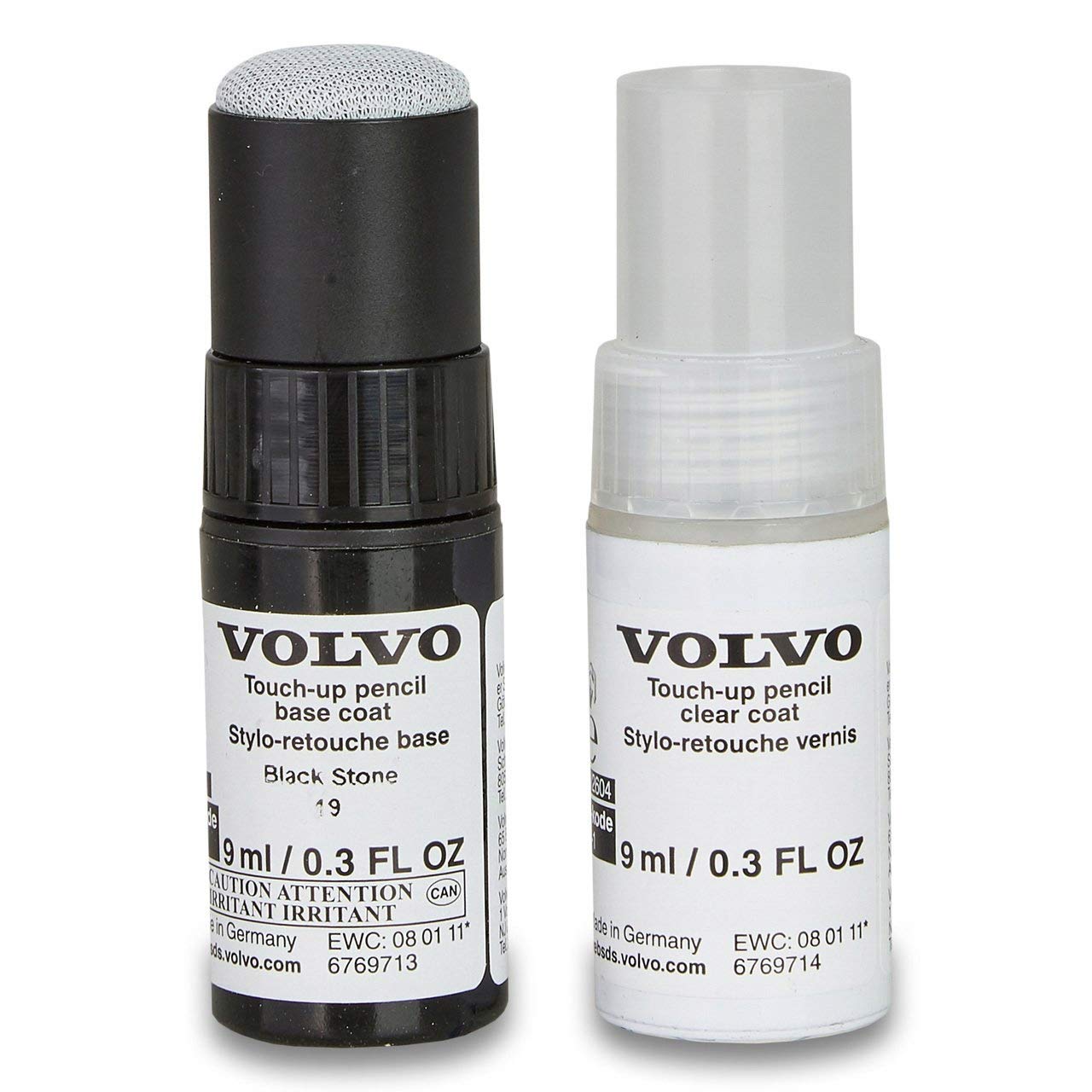 Auto retušēšanas krāsa Volvo Original 019 Black Stone Lackstift Set 9ml bāzes krāsa, 9ml caurspīdīgā laka, 31266405