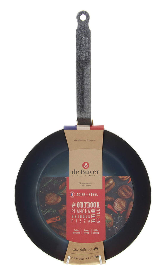 DE BUYER OUTDOOR grila panna - Ø 20 cm, bumba, zila, durable blue design for outdoor cooking.