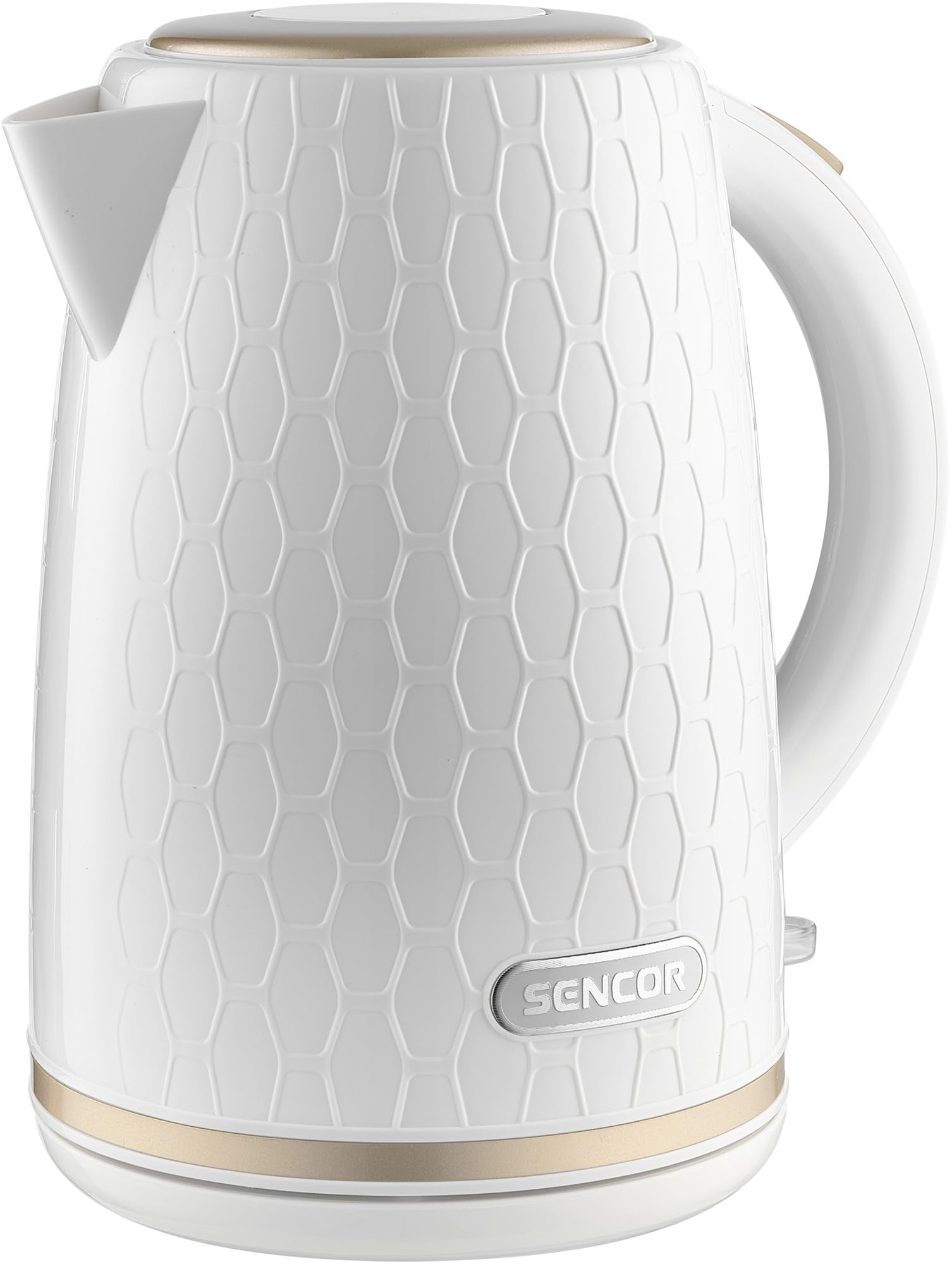 SENCOR Tējkanna SWK 7200WH - 1.7L capacity, stainless steel, rapid boil, automatic shut-off, sleek white design.