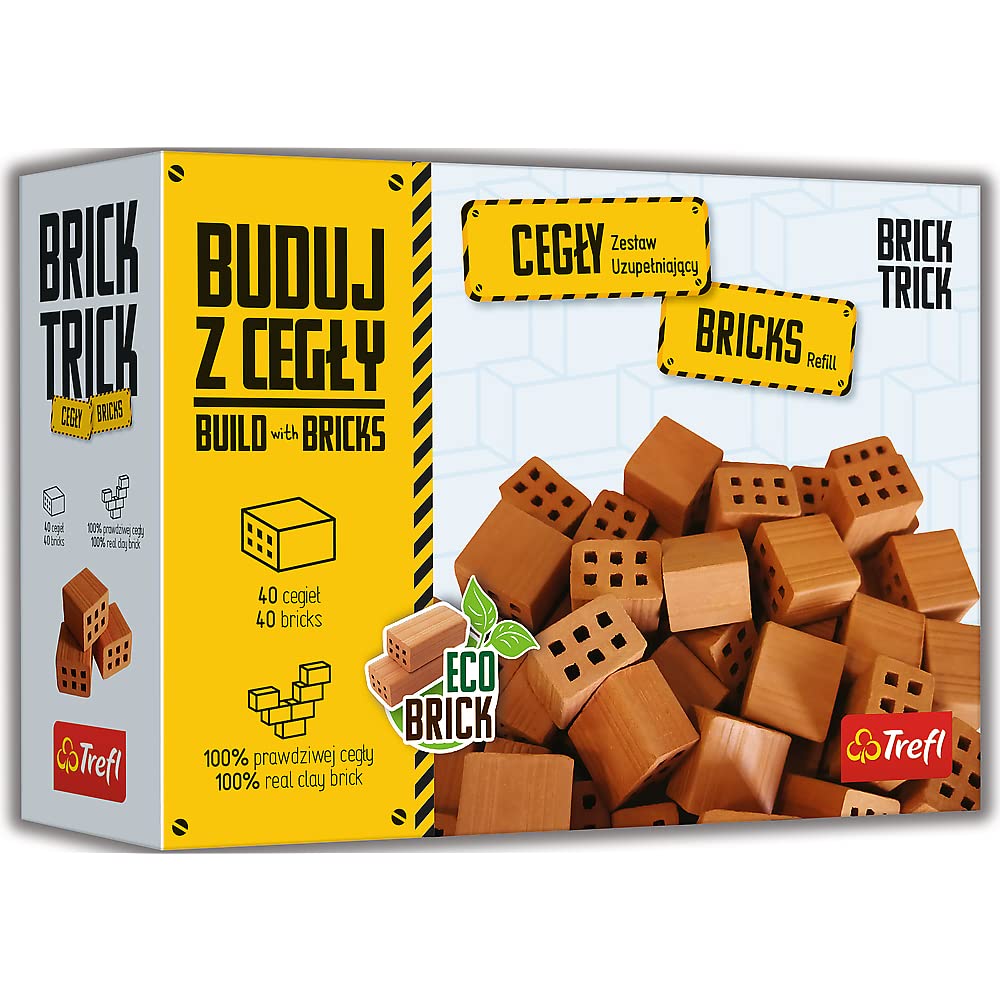 Brick Trick Trefl BAU - 100% natural bricks, 40 reusable pieces, eco-friendly construction set for kids 6+.