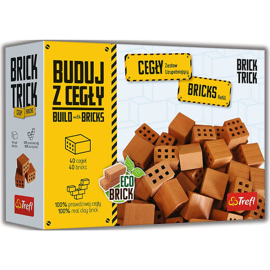 Brick Trick Trefl BAU - 100% natural bricks, 40 reusable pieces, eco-friendly construction set for kids 6+.