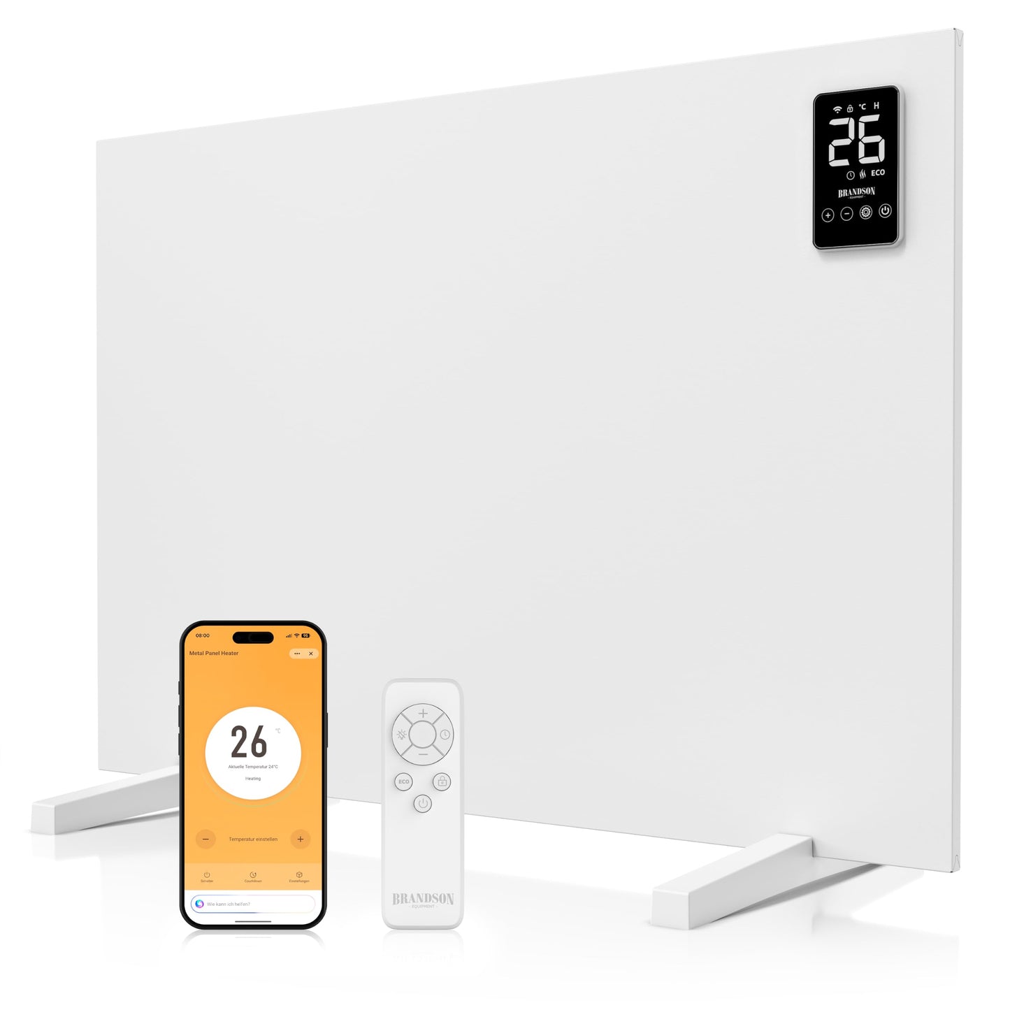 Brandson viedais infrasarkanais sildītājs ar lietotni, 450 Watt, LED displejs, taimeris, Tuya Smart
