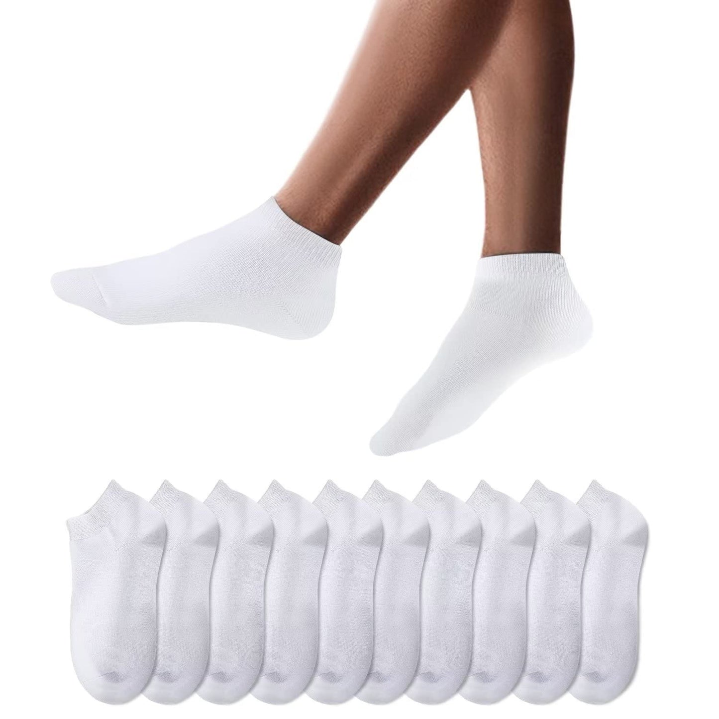 Īsās sporta zeķes vīriešiem un sievietēm YouShow, 10 pāri, baltas, 39–42
