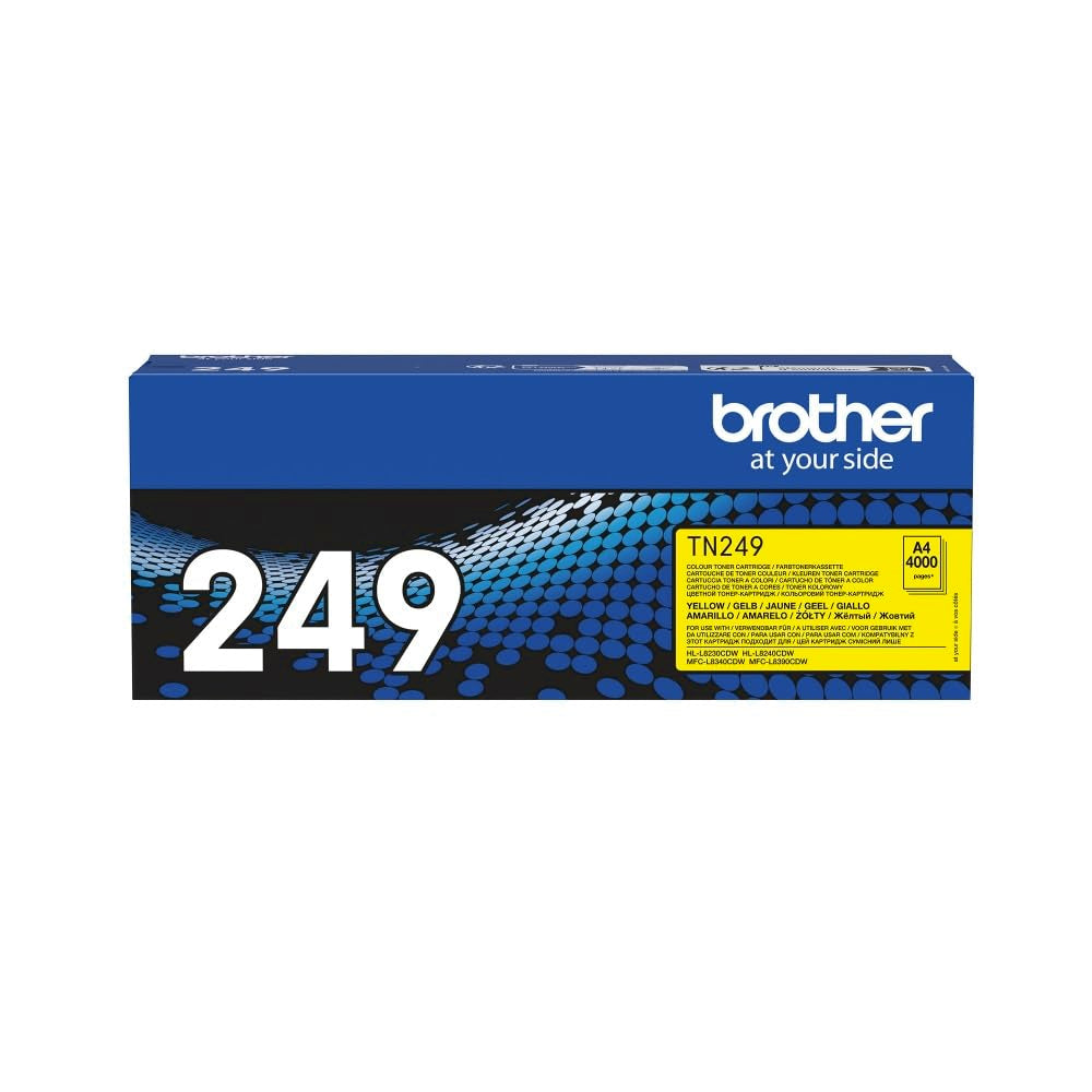Brother TN-249Y Yellow Toner Cartridge - High yield, vibrant color, compatible with Brother printers.
