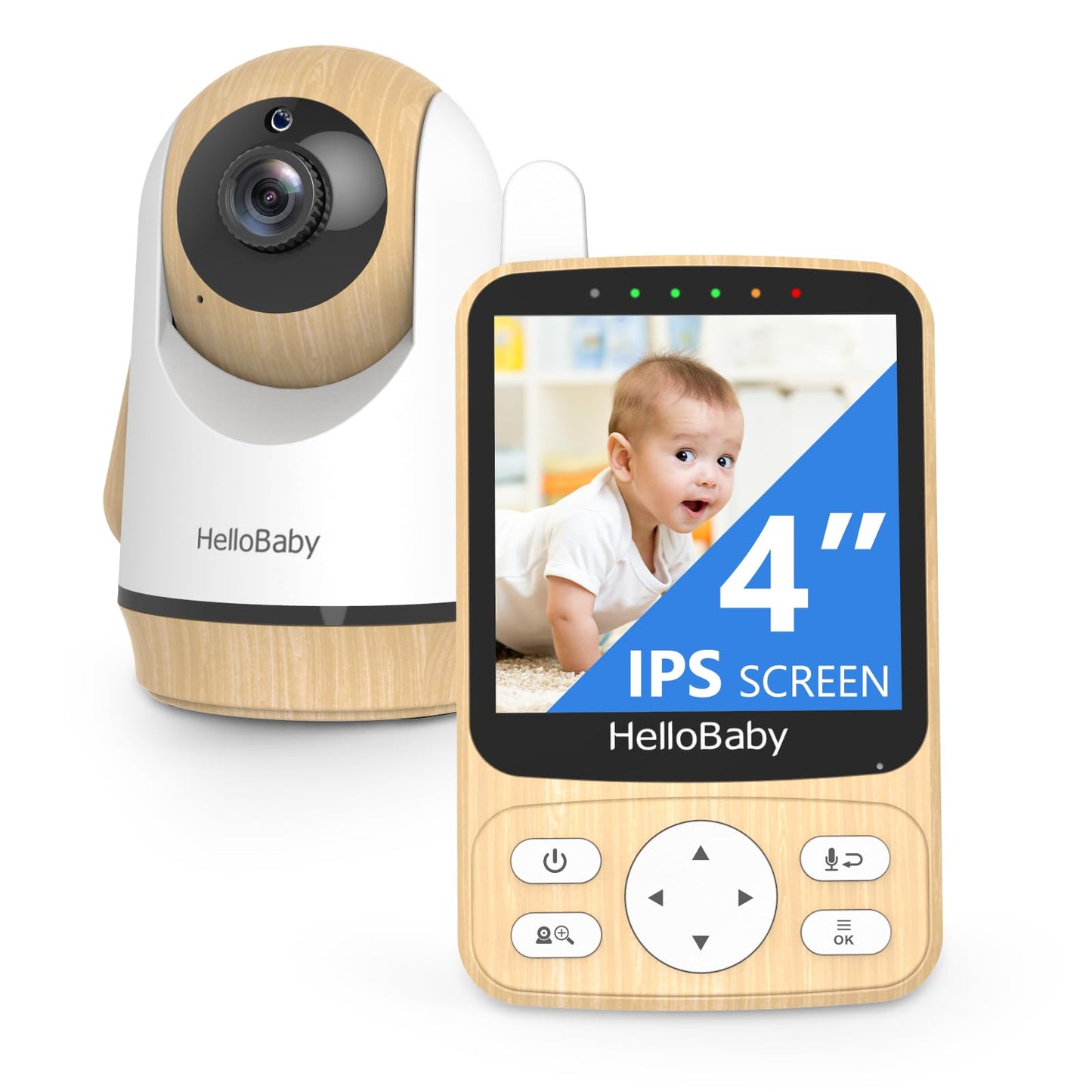 Mazuļu monitors ar kameru HelloBaby, 29 stundu akumulators, 350°/120° PTZ vadība, 2x tālummaiņa, infrasarkanais nakts redzējums, ECO režīms, 2 virzienu audio