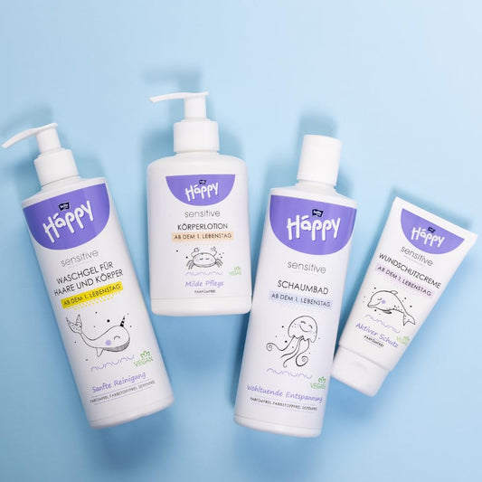 Bērnu kopšanas komplekts bella Baby Happy Sensitive, 4 daļas jaundzimušajiem, sākuma komplekts, bērnu kosmētikas dāvanu komplekts