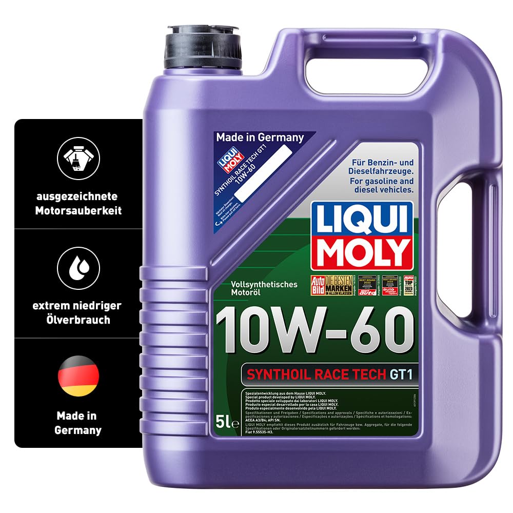 Pilnībā sintētiska motoreļļa LIQUI MOLY Synthoil Race Tech GT1 10W-60, 5 L