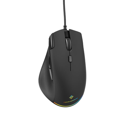 NOVA GAMING Leo – vadu spēļu pele, 200-12800 DPI, RGB, 12 LED animācijas, 6 programmējamas pogas, 1,5 m pīts kabelis