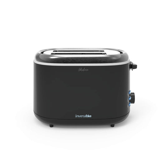 UNIVERSALBLUE Toasteris 2 īsi un plati sloti | Toasteris nerūsējošā tērauda | Krāsa melna