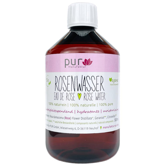 Bioloģisks rožūdens pur Manufaktur, 100% dabīgs rožu hidrolāts, dažādi izmēri, 500ml
