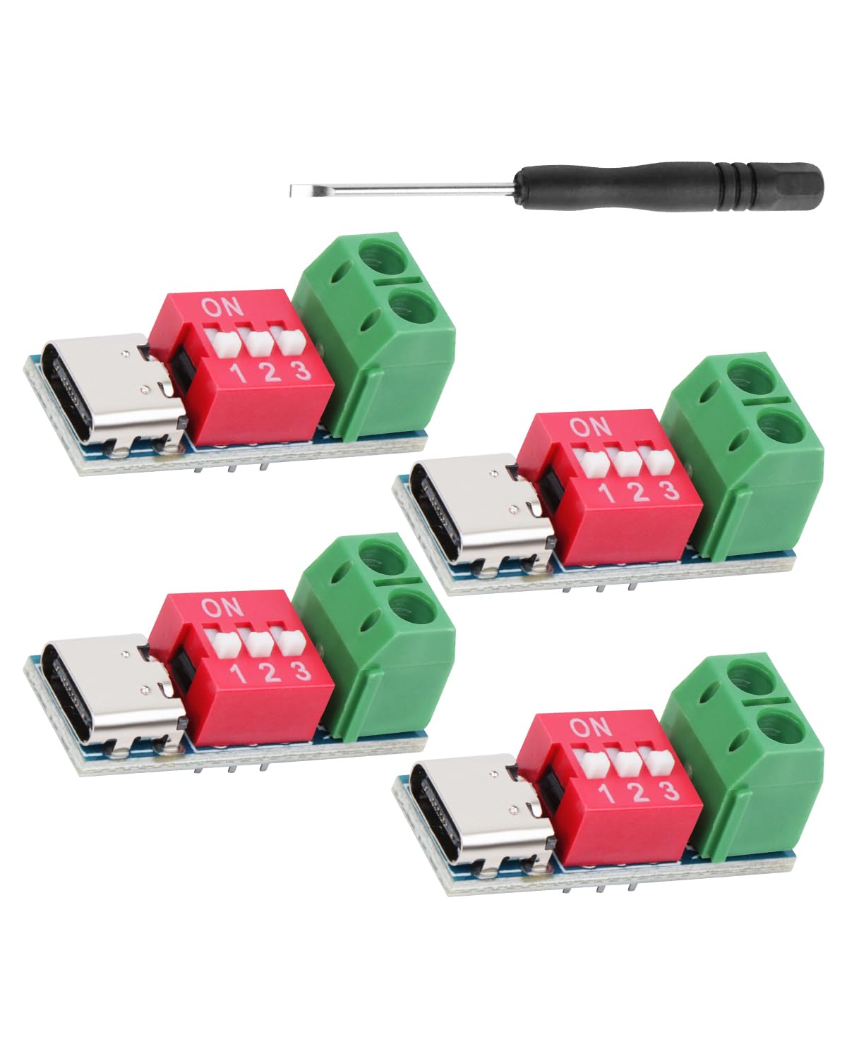 USB-C PD trigeris RIIEYOCA modulis, 5V-20V PD/QC ātrās uzlādes dekodēšanas modulis, DIY powerbank, klēpjdatora barošanas bloks, sprieguma padeves testprojekti, 4 gab.