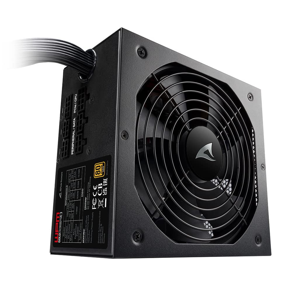 Sharkoon WPM Gold Zero 650W - 80 Plus Gold, semi-modular power supply with high efficiency and low noise.