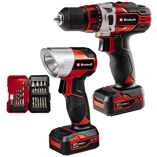 Einhell akumulatora urbjmašīnas komplekts TE-CD 12/1 Li - 12V, 30 Nm, 2 ātrumi, 2x 2,0 Ah akumulators, lādētājs, 22 daļas.