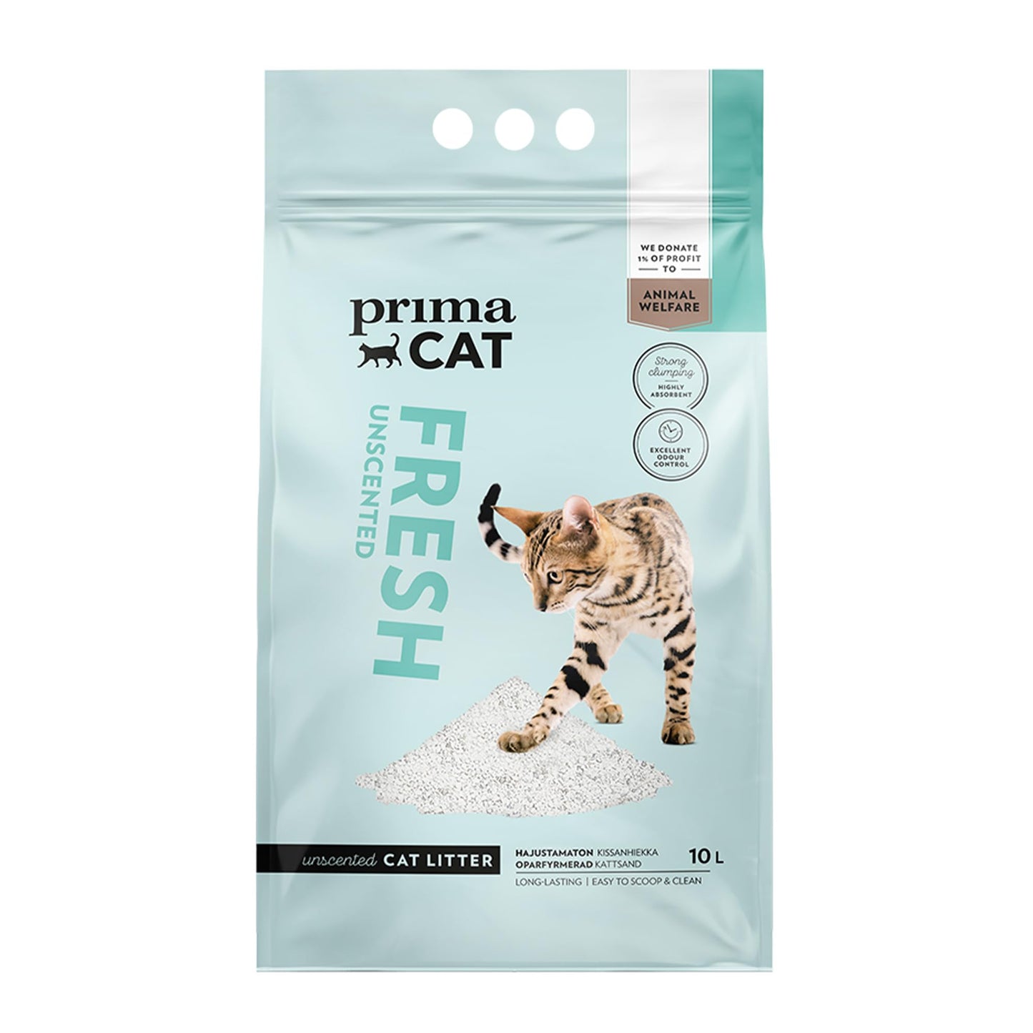 Kaķu pakaiši PrimaCat Fresh, bez smaržas, īpaši labi kunkuļojoši, 10 L (8,7 kg)