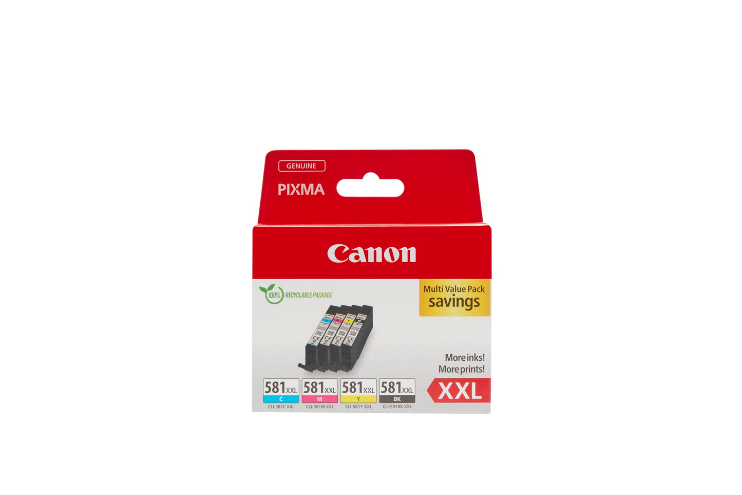 Canon CLI-581 XXL Ink Cartridge Set - High-capacity black, cyan, magenta, yellow, eco-friendly recyclable packaging 2024