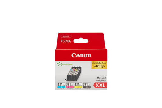 Canon CLI-581 XXL Ink Cartridge Set - High-capacity black, cyan, magenta, yellow, eco-friendly recyclable packaging 2024