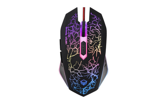 MEETION MT-M930 spēļu pele - 2400 DPI optiskais sensors, 1,50m vads, ergonomisks dizains, LED apgaismojums.