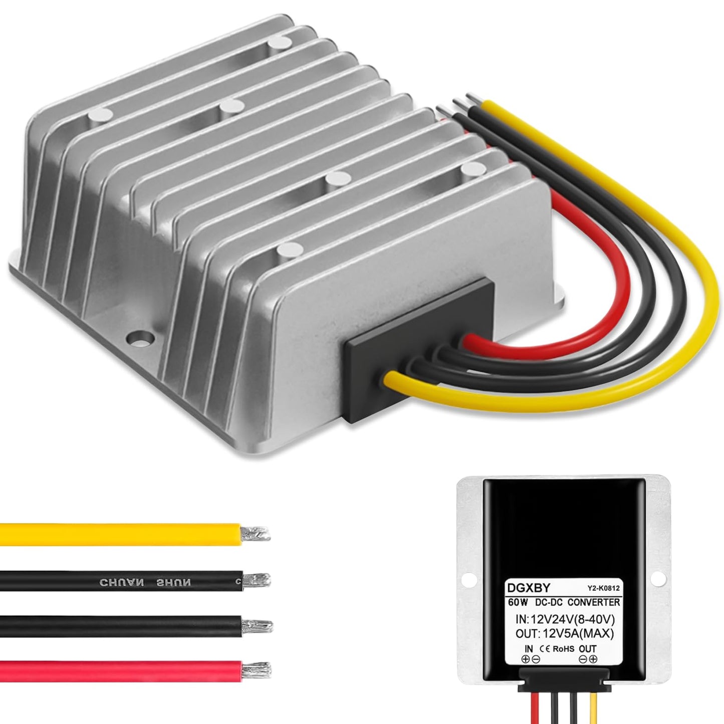 DC-DC sprieguma pārveidotājs 8-40V uz 12V 5A 60W, sprieguma regulators ventilatora motoram