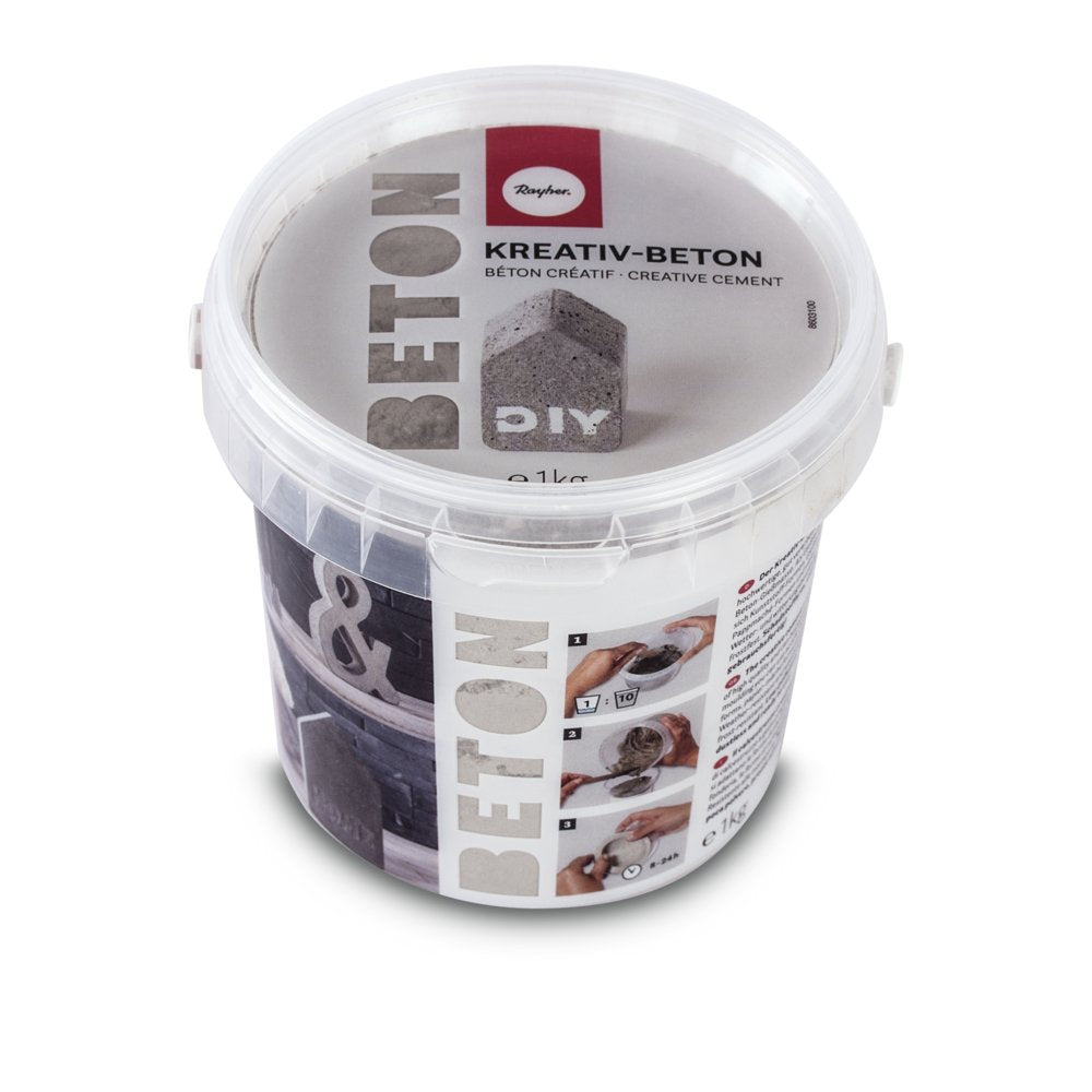 Kreatīvais betons, Rayher 34152000, spainis 1 kg, sudraba, amatniecības betons liešanai, betona pulveris, putekļains, gatavs lietošanai, sajaucams ar ūdeni