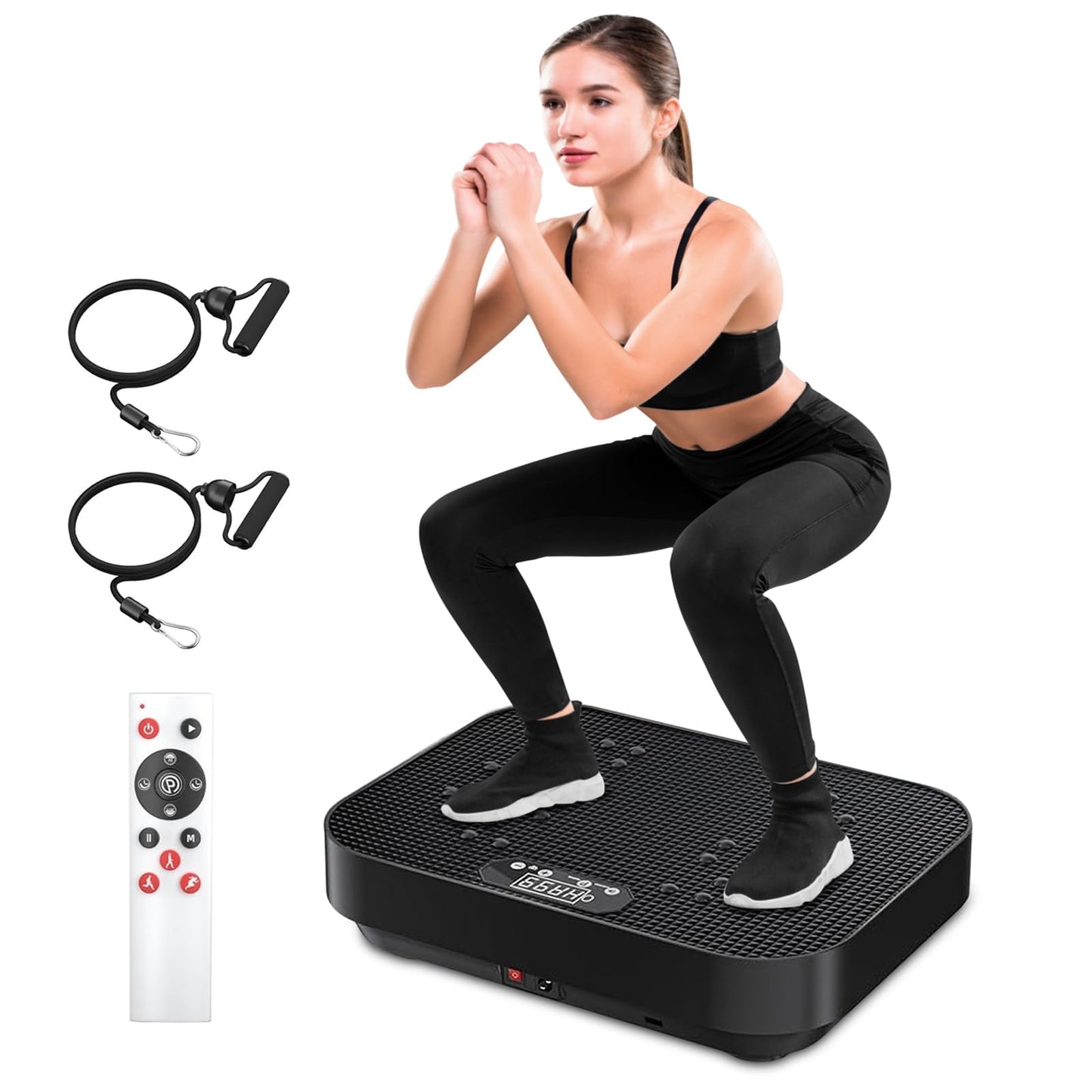 Aolawco vibrācijas platforma, fitnesa vibrācijas dēlis ar treniņu lentēm, kluss motors, 99 intensitātes līmeņi, sporta vibroplatforma mājām, jaudas vibrācijas platforma muskuļu audzēšanai, stresa mazināšanai