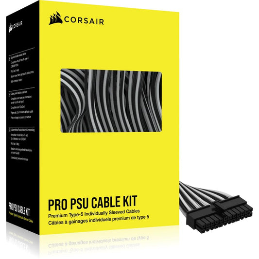 Corsair Premium 5th Gen PSU Cables - Pro Set, black and white, durable design, optimized for performance and aesthetics.