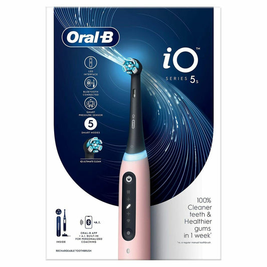 4. Oral-B iO 5S elektriskā zobu birste, 1 zobu birstes galviņa, 1 ceļojuma soma, dizainēta Braun