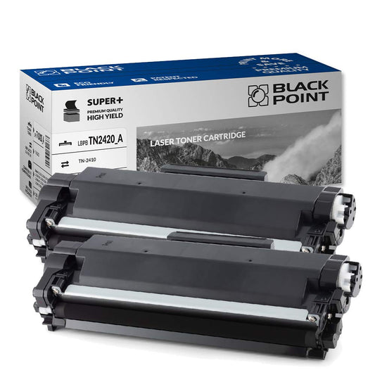 BLACK POINT Premium toneris - Saderīgs ar TN2420, melns, 2 gab., ideāls Brother printeriem HL un MFC sērijām.